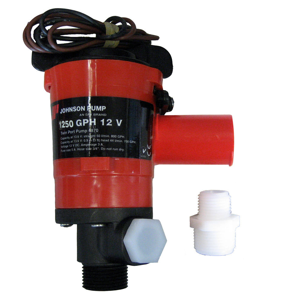 Johnson Pump Twin Port 1250 GPH Livewell Aerating Pump - 12V | SendIt Sailing