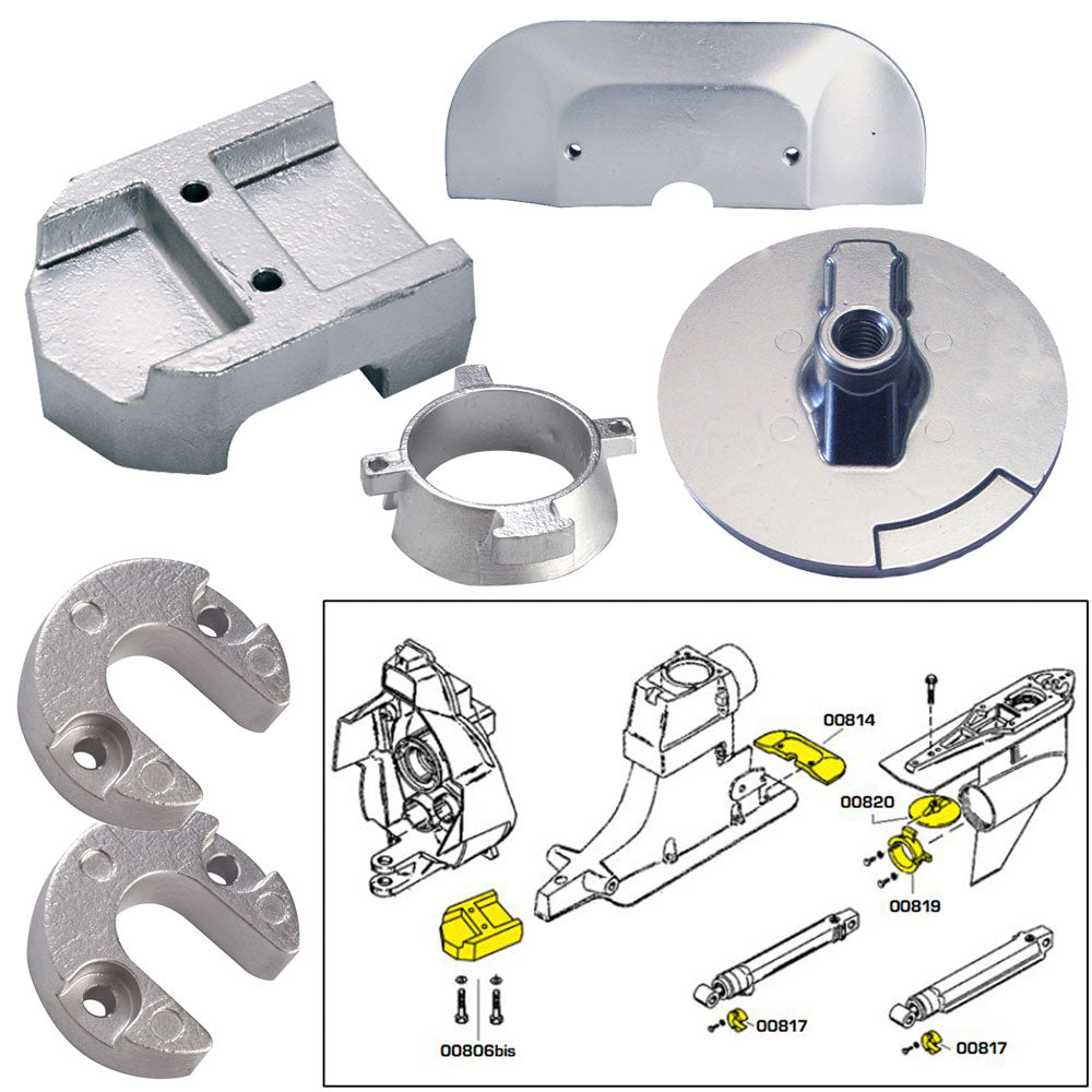 Tecnoseal Anode Kit with Hardware - Mercury Alpha 1 Gen 2 - Magnesium | SendIt Sailing