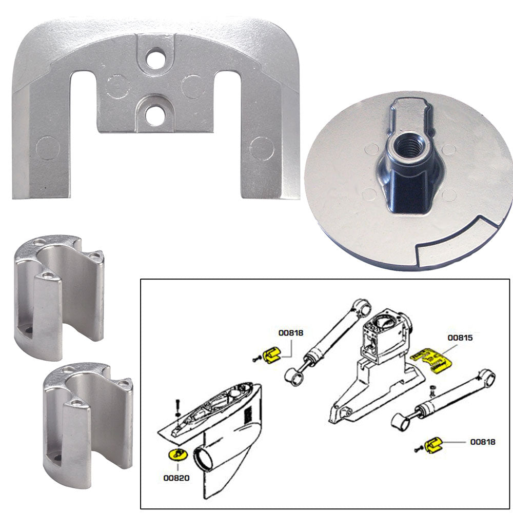 Tecnoseal Anode Kit with Hardware - Mercury Bravo 2-3 - Zinc | SendIt Sailing