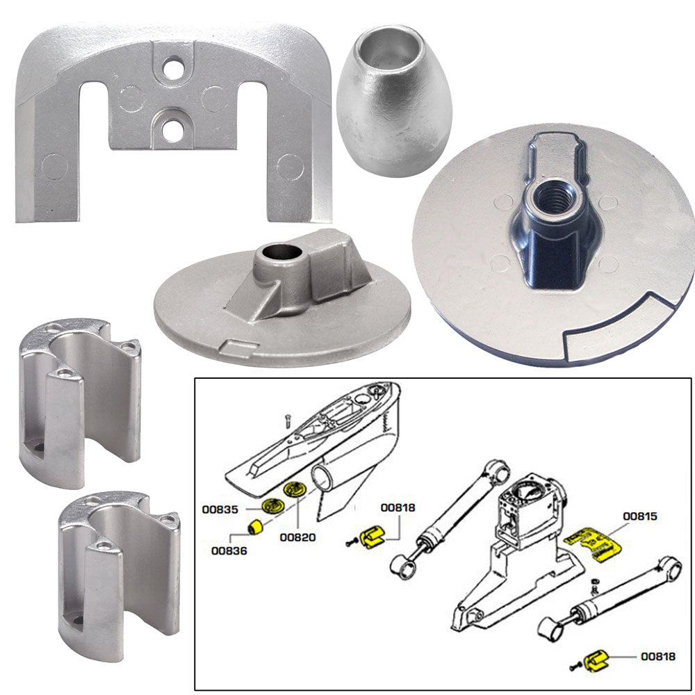 Tecnoseal Anode Kit with Hardware - Mercury Bravo 3 2004-Present - Zinc | SendIt Sailing