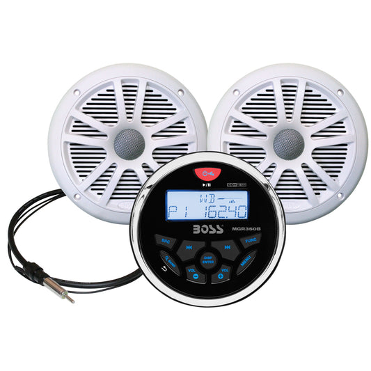 Boss Audio MCKGB350W.6 Marine Stereo and 6.5in Speaker Kit - White | SendIt Sailing