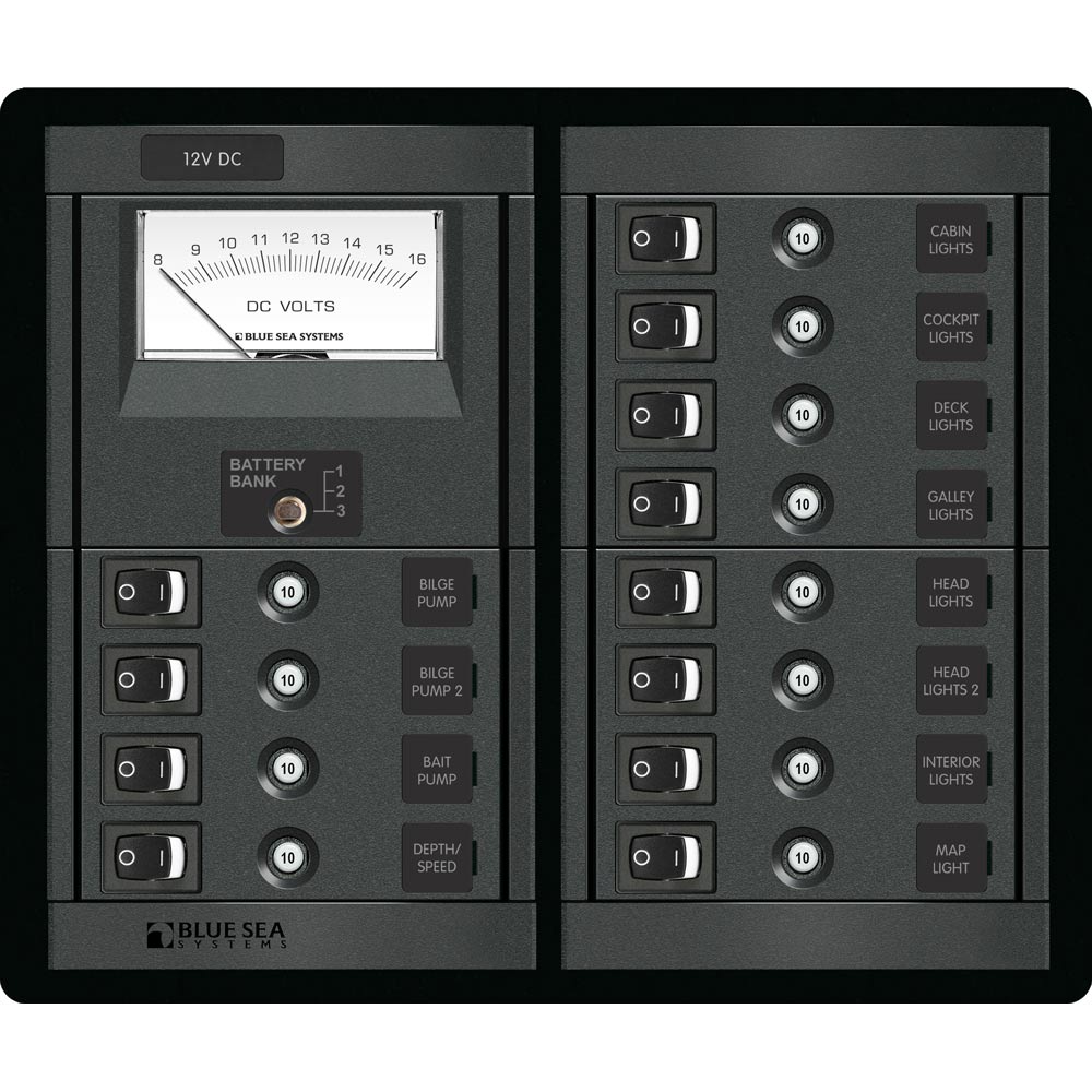 Blue Sea 1464 12 Position Switch CLB + Meter Square | SendIt Sailing