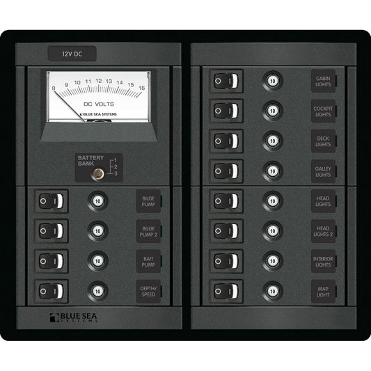 Blue Sea 1464 12 Position Switch CLB + Meter Square | SendIt Sailing