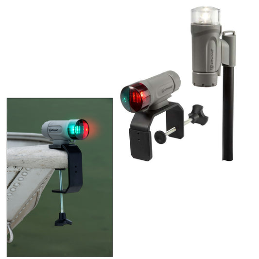 Attwood PaddleSport Portable Navigation Light Kit - C-Clamp, Screw Down or Adhesive Pad - Gray | SendIt Sailing