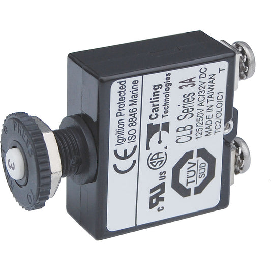 Blue Sea Push Button Reset Only Screw Terminal Circuit Breaker - 3 Amps | SendIt Sailing
