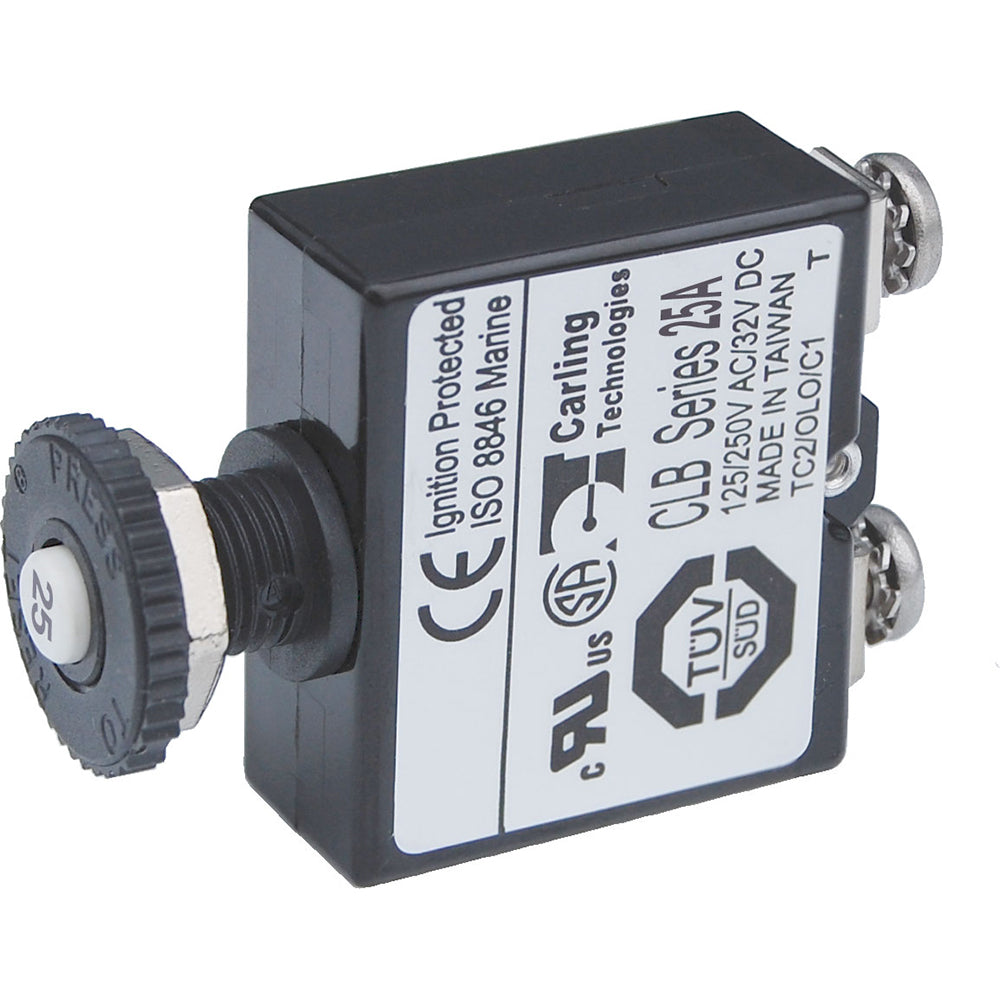Blue Sea Push Button Reset Only Screw Terminal Circuit Breaker - 25 Amps | SendIt Sailing