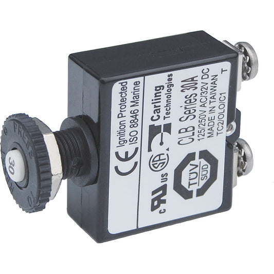 Blue Sea Push Button Reset Only Screw Terminal Circuit Breaker - 30 Amps | SendIt Sailing