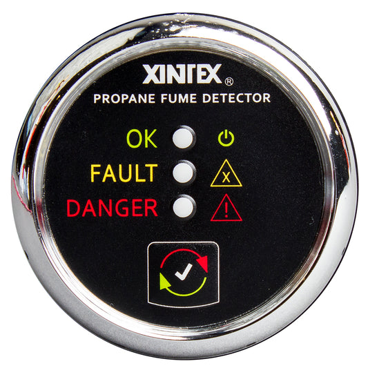 Fireboy-Xintex Propane Fume Detector with Plastic Sensor - No Solenoid Valve - Chrome Bezel Displa | SendIt Sailing