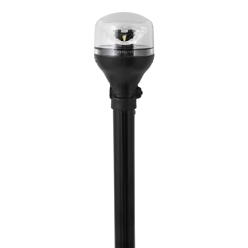 Attwood LightArmor All-Around Light - 12in Black Pole - Black Horizontal Composite Base with Adapter | SendIt Sailing
