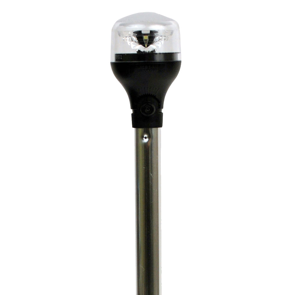 Attwood LightArmor All-Around Light - 12in Aluminum Pole - Black Vertical Composite Base with Adapter | SendIt Sailing
