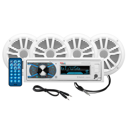 Boss Audio MCK632WB.64 Marine Stereo and 2 Pairs of 6.5in Speaker Kit - White | SendIt Sailing