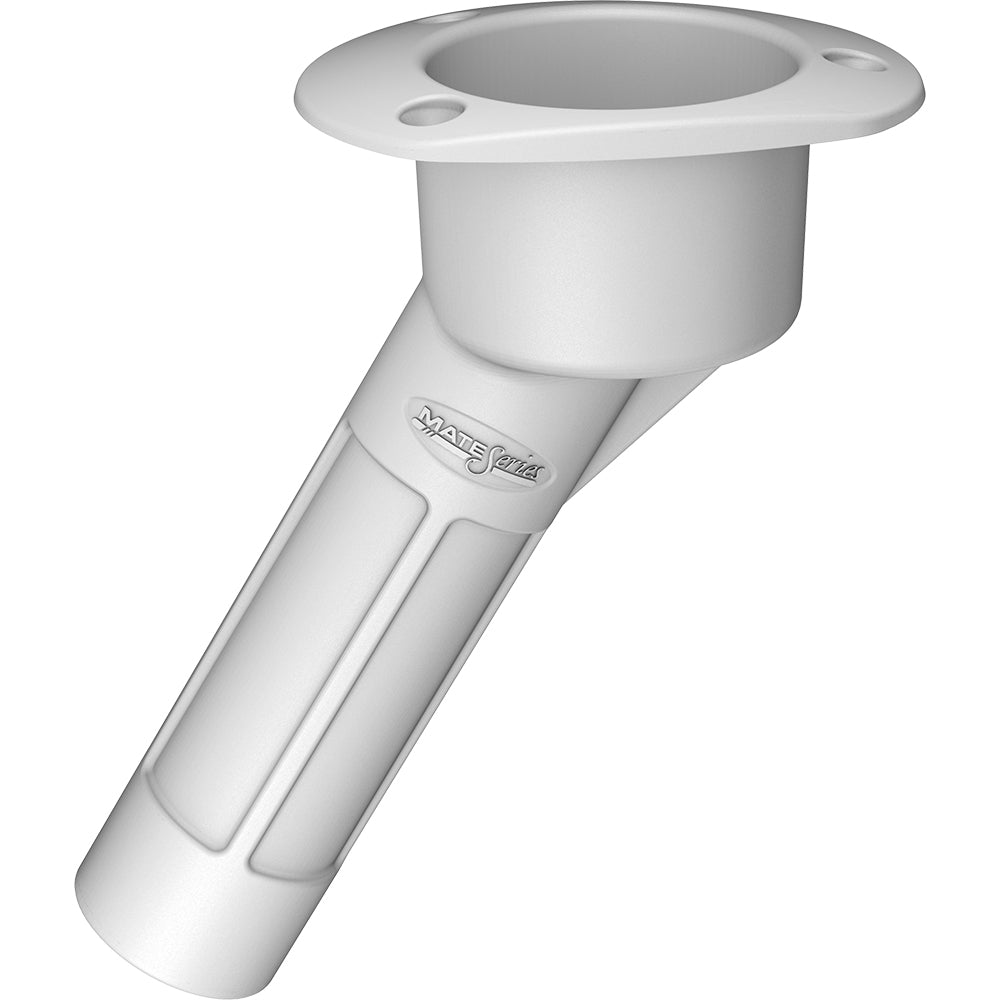 Mate Series Plastic 30 degree Rod and Cup Holder - Open - Oval Top - White | SendIt Sailing