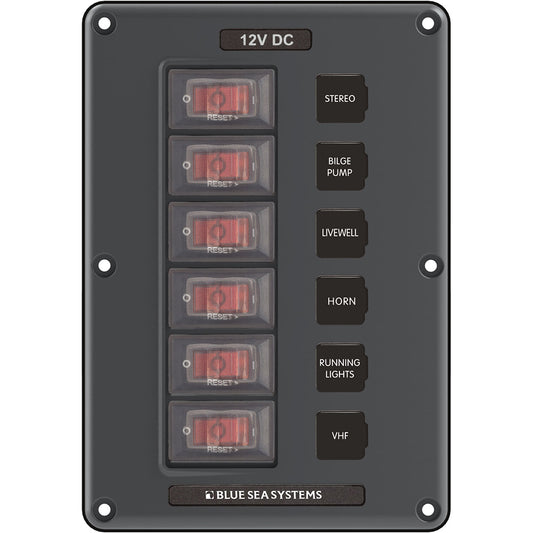 Blue Sea 4322 Circuit Breaker Switch Panel 6 Position - Gray | SendIt Sailing