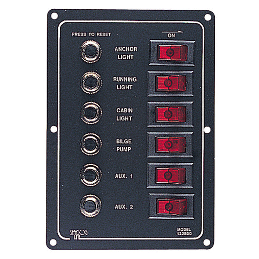 Sea-Dog Aluminum Circuit Breaker Panel - 6 Circuit | SendIt Sailing