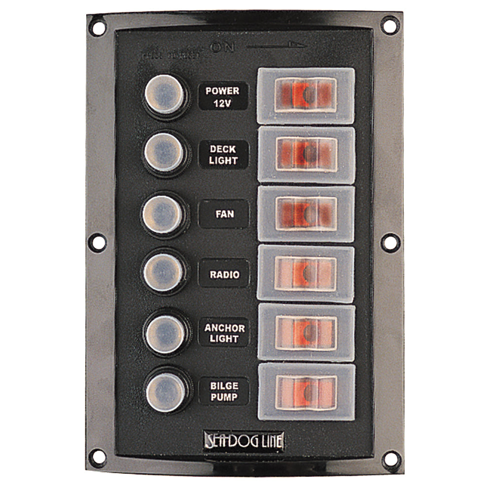 Sea-Dog Splash Guard Circuit Breaker Panel - 6 Circuit | SendIt Sailing