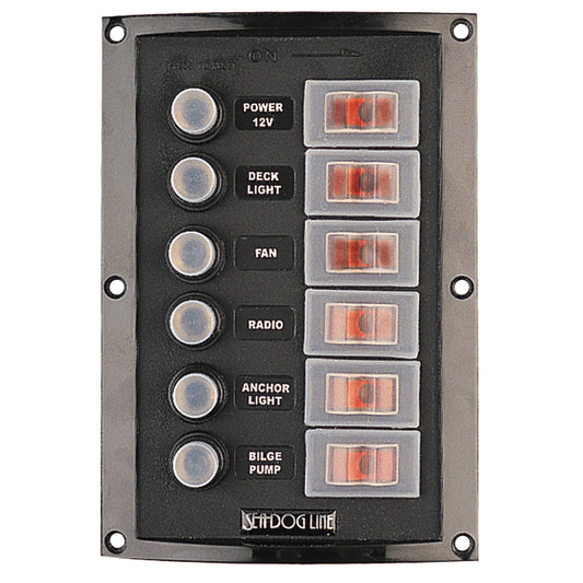 Sea-Dog Splash Guard Circuit Breaker Panel - 6 Circuit | SendIt Sailing