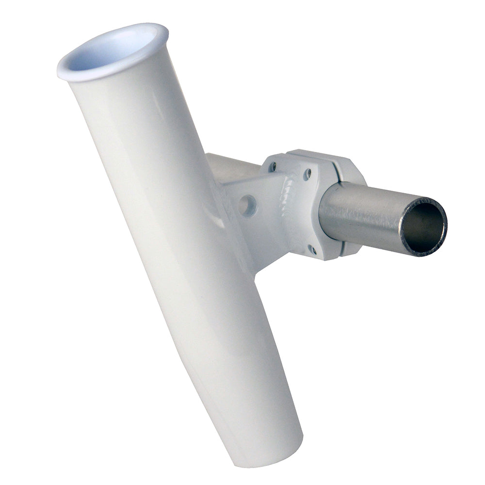 C.E. Smith Aluminum Horizontal Clamp-On Rod Holder 1.66in OD - White Powder Coated with Sleeve | SendIt Sailing