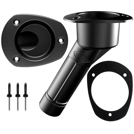 Mate Series Plastic Rod and Cup Holder 30 degree Closed with Oval Top for Kayaks - Black | SendIt Sailing