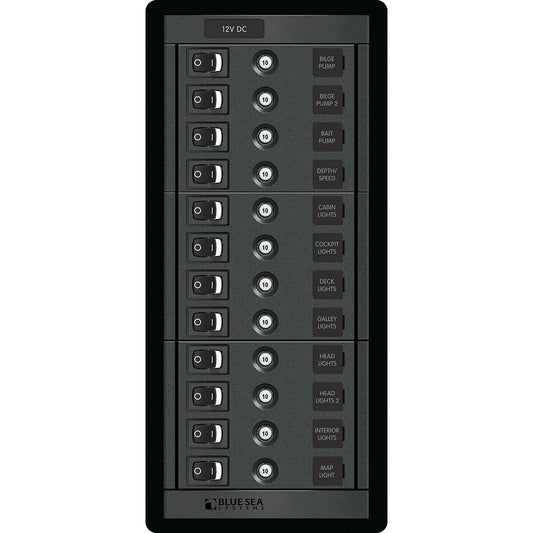 Blue Sea 1461 12 Position Circuit Breaker Panel - 12V - 120A | SendIt Sailing