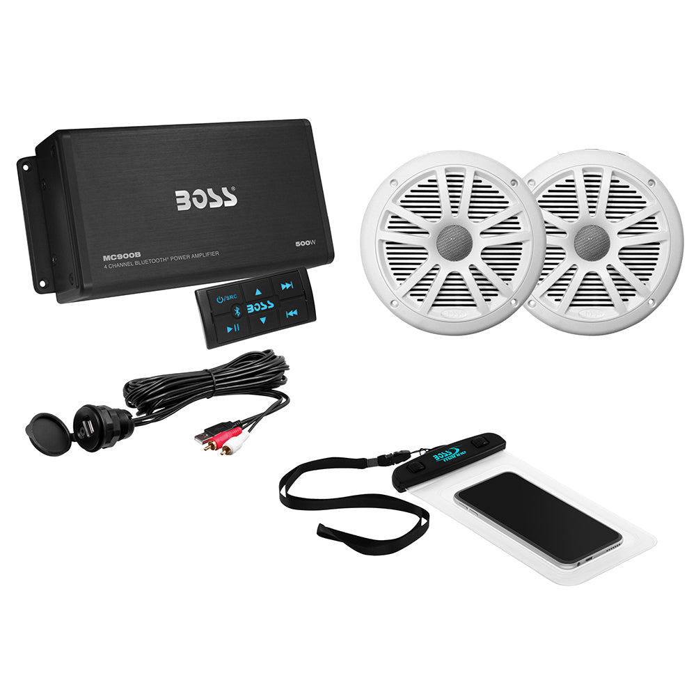Boss Audio ASK902B.6 4 Channel Amplifier and 6.5in Speaker Kit - White | SendIt Sailing