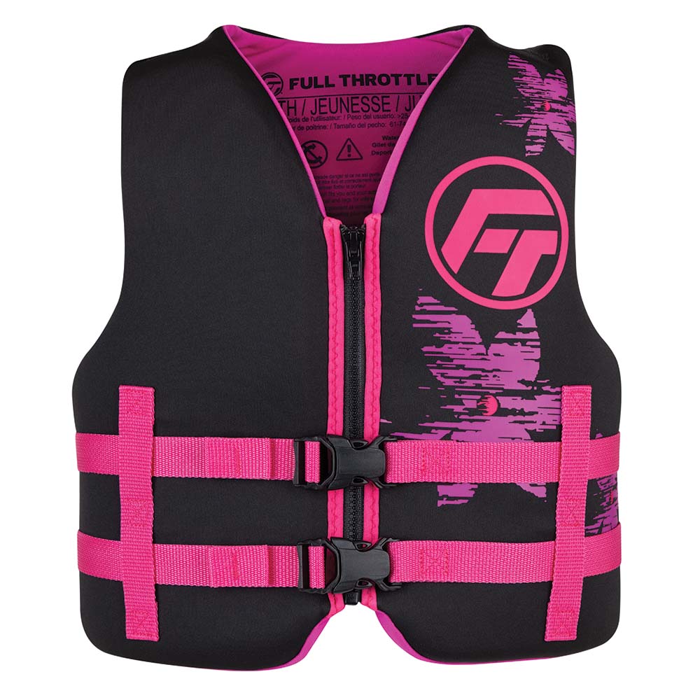Full Throttle Youth Rapid-Dry Life Jacket - Pink/Black | SendIt Sailing