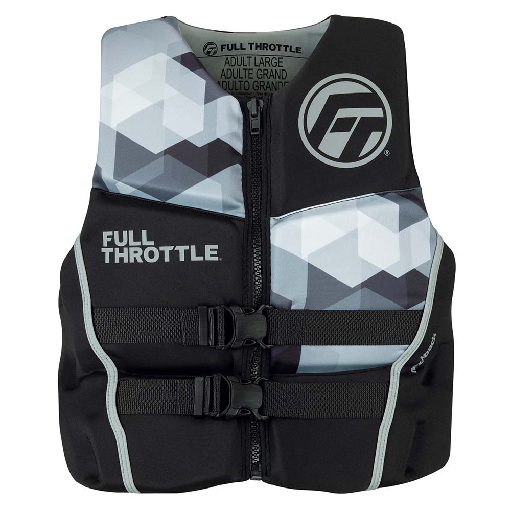 Full Throttle Menfts Rapid-Dry Flex-Back Life Jacket - L - Black/Grey | SendIt Sailing