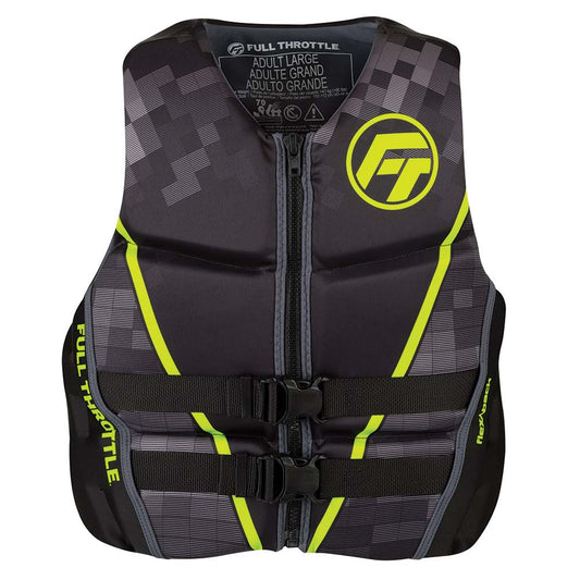 Full Throttle Menfts Rapid-Dry Flex-Back Life Jacket - 2XL - Black/Green | SendIt Sailing