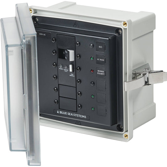 Blue Sea 3121 - SMS Panel Enclosure with ELCI (16A) &; 3 Blanks - 230V AC | SendIt Sailing