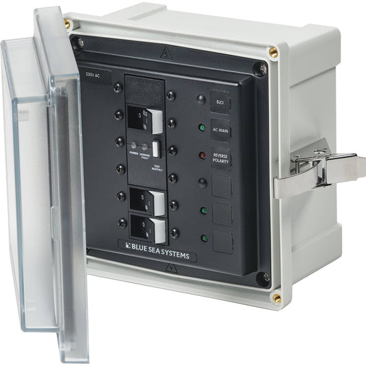 Blue Sea 3122 - SMS Panel Enclosure with ELCI (16A) &; 2 Branch (8A) - 230V AC | SendIt Sailing