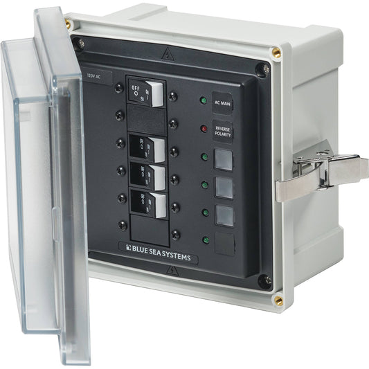 Blue Sea 3130 - SMS Panel Enclosure with Main &; 3 Branch (15A) - 120V AC | SendIt Sailing