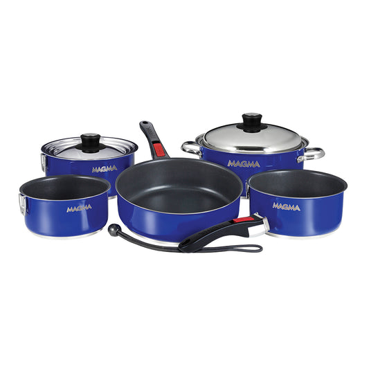 Magma Nestable 10 Piece Induction Non-Stick Enamel Finish Cookware Set - Cobalt Blue | SendIt Sailing