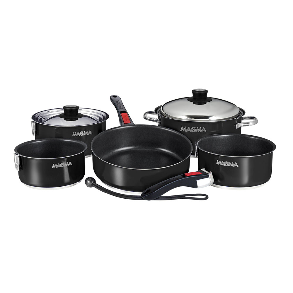 Magma Nestable 10 Piece Induction Non-Stick Enamel Finish Cookware Set - Jet Black | SendIt Sailing