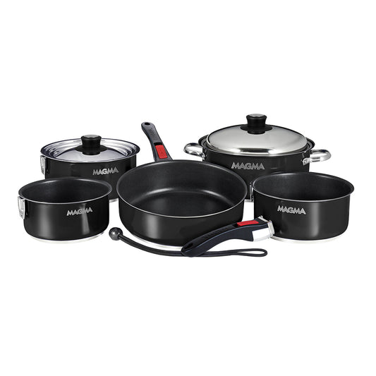 Magma Nestable 10 Piece Induction Non-Stick Enamel Finish Cookware Set - Jet Black | SendIt Sailing