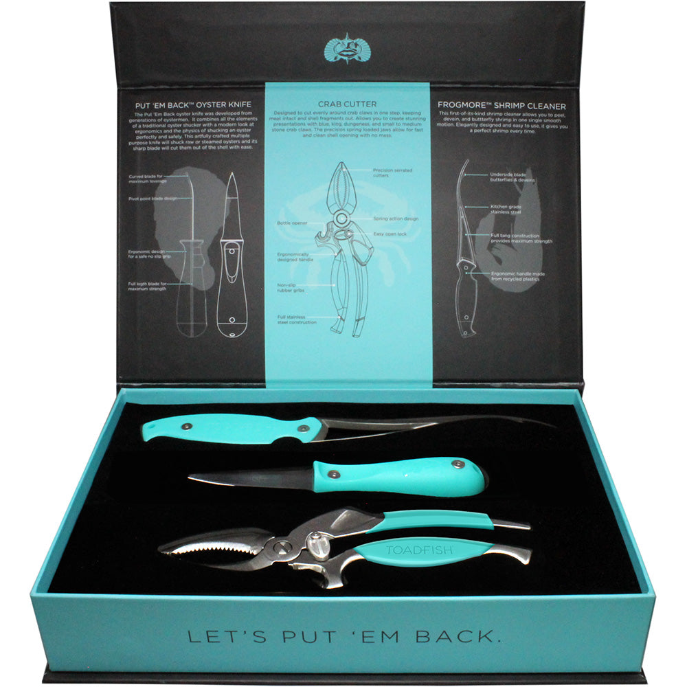 Toadfish Coastal Kitchen Collection - Oyster Knife, Shrimp Cleaner and Crab Cutter | SendIt Sailing