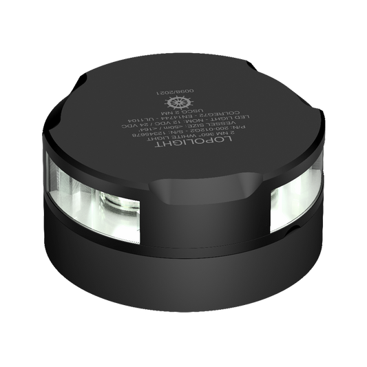 Lopolight 2nm Masthead/360 Degree White Black Horizontal Mount 0.75m | SendIt Sailing