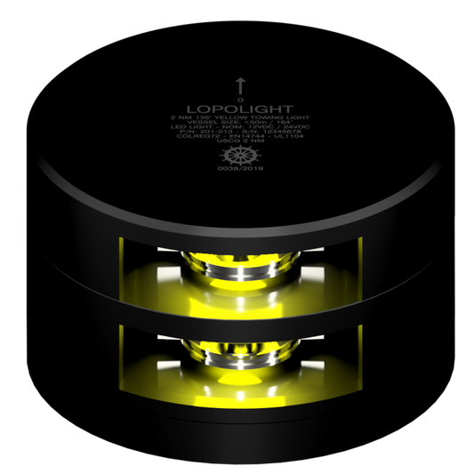 Lopolight 2nm Double 135 Degree Yellow Towing Light Black Horizontal Mount With 0.7m Cable | SendIt Sailing