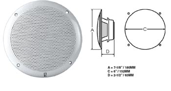 Polyplanar MA-4056 Spkr White 6in  Round Flush Mount | SendIt Sailing