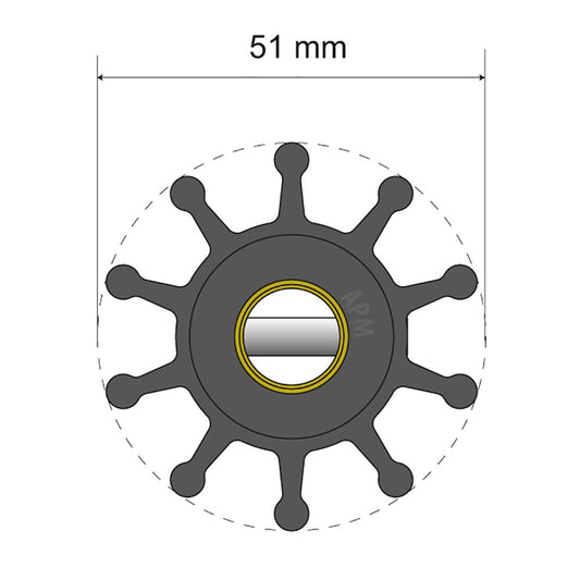 Albin Group Premium Impeller Kit - 51 x 12.7 x 22mm - 10 Blade - Pin Insert | SendIt Sailing