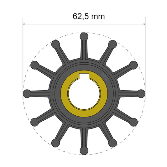 Albin Group Premium Impeller Kit 62.5 x 16 x 22.4mm - 12 Blade - Key Insert | SendIt Sailing
