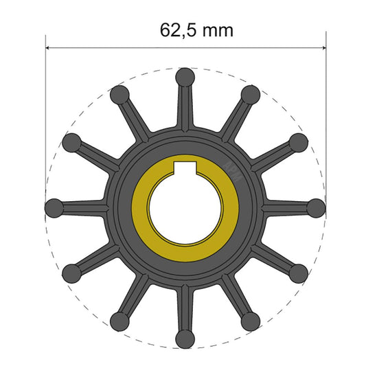 Albin Group Premium Impeller Kit 62.5 x 16 x 32mm - 12 Blade - Key Insert | SendIt Sailing