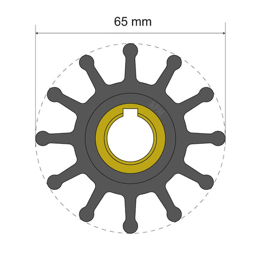 Albin Group Premium Impeller Kit 65 x 15.8 x 41.5mm - 12 Blade - Key Insert | SendIt Sailing