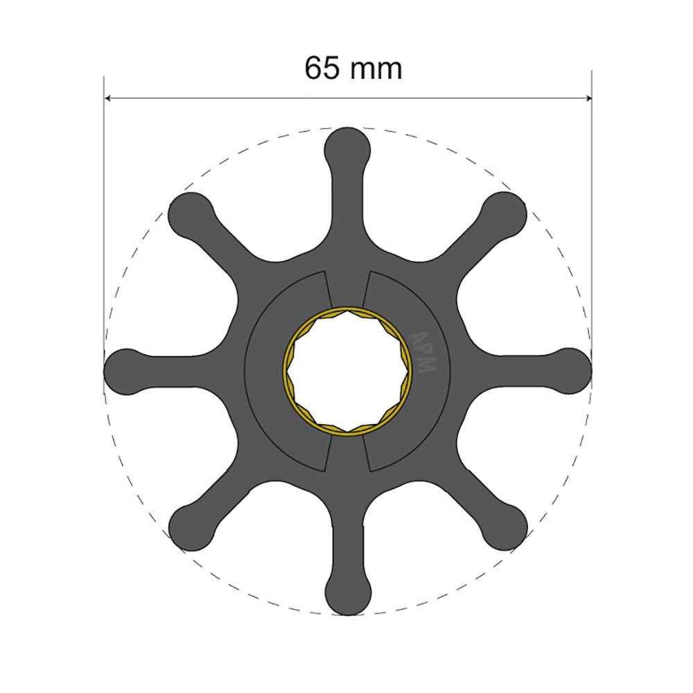 Albin Group Premium Impeller Kit 65 x 16 x 37mm - 8 Blade - Spline Insert | SendIt Sailing