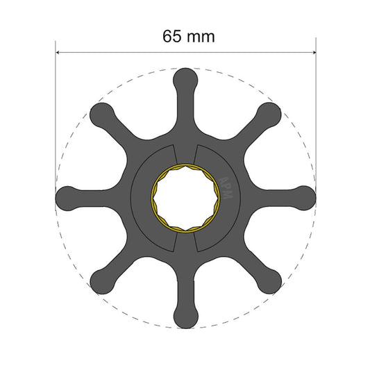 Albin Group Premium Impeller Kit 65 x 16 x 37mm - 8 Blade - Spline Insert | SendIt Sailing