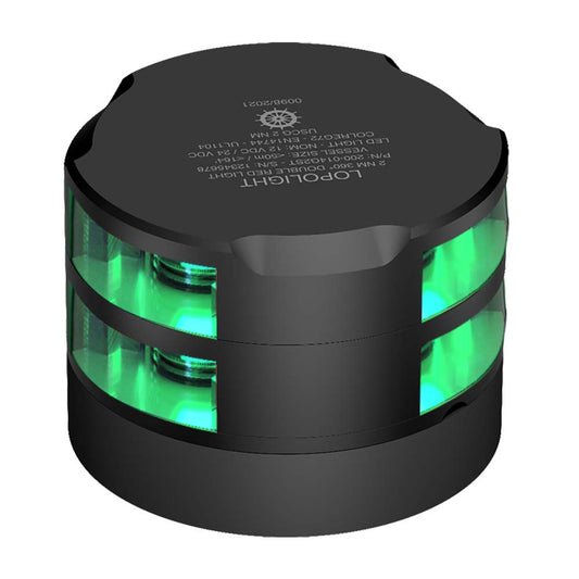 Lopolight 2nm Double Stacked Navigation Light Horizontal Mount Green Black | SendIt Sailing