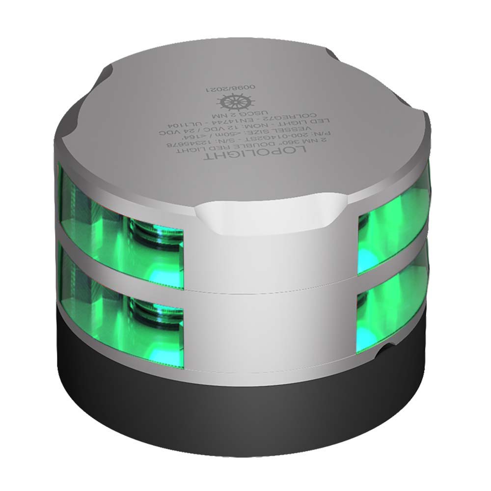 Lopolight 2nm Double Stacked Navigation Light Horizontal Mount Green Silver | SendIt Sailing
