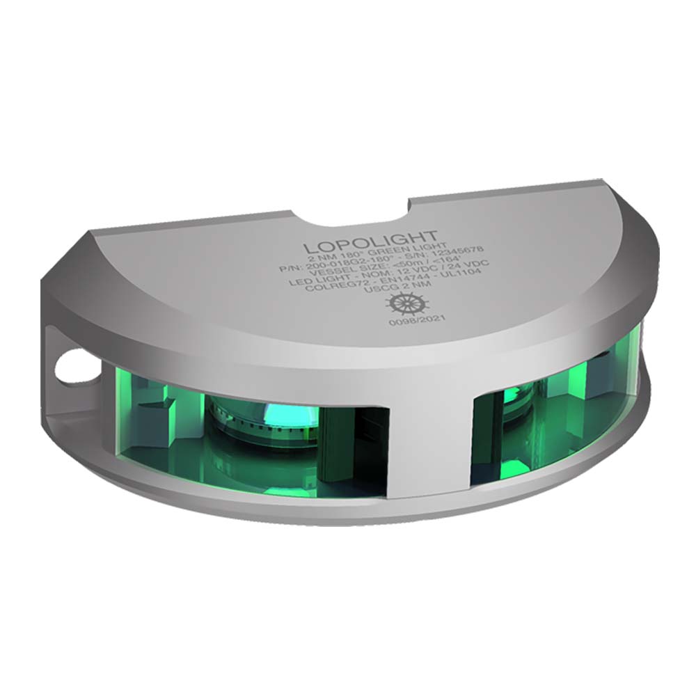 Lopolight 2nm Navigation Light Vertical Mount Green Silver | SendIt Sailing