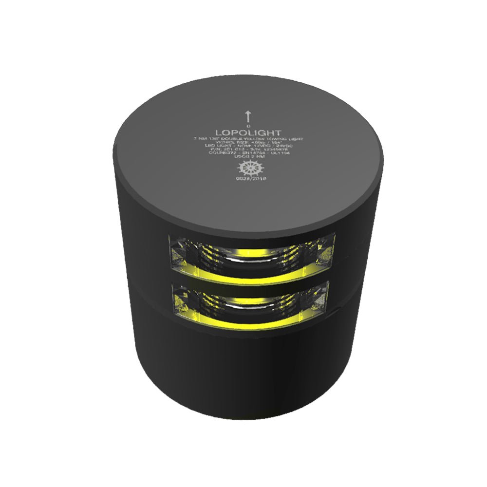 Lopolight 2nm Double Stern Towing Light Horizontal Mount Amber Black | SendIt Sailing