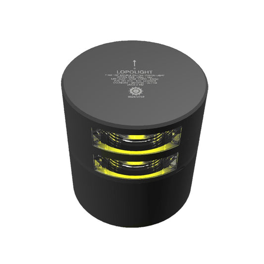 Lopolight 2nm Double Stern Towing Light Horizontal Mount Amber Black | SendIt Sailing