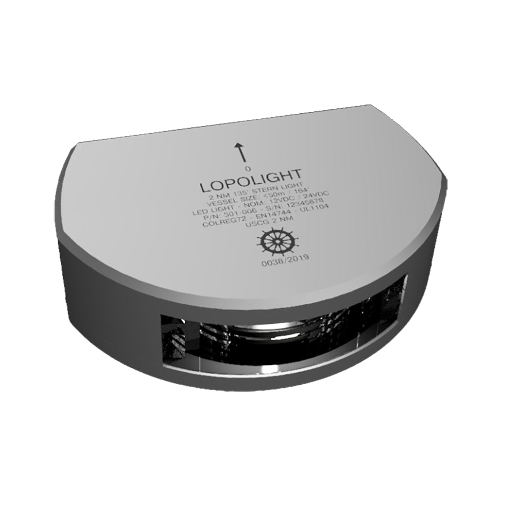 Lopolight 2nm Stern Light Vertical Mount White Silver 6m Cable | SendIt Sailing