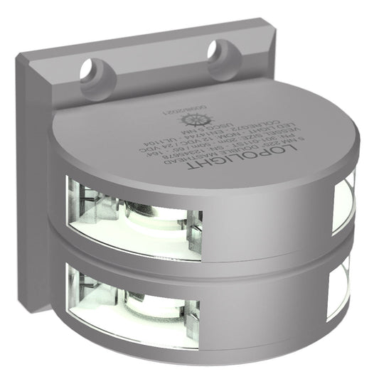 Lopolight 5nm Double Stacked Masthead Light Vertical Mount White Silver | SendIt Sailing